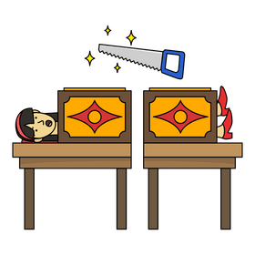 Magician body cut trick clipart