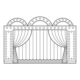 Magician magic stage curtain drawing black and white clipart