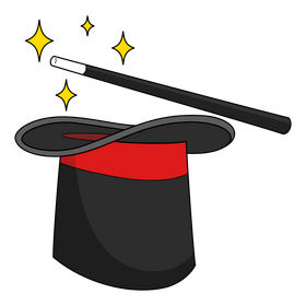 Magician hat and wand clipart