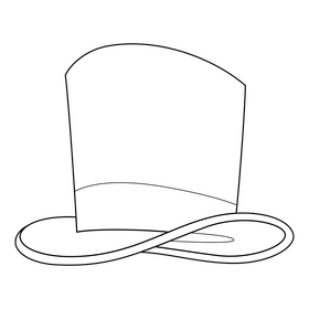 Magician hat drawing black and white clipart