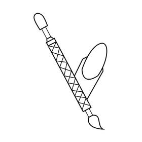 Manicure cuticle pusher black and white clipart