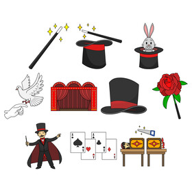Magician clipart set vector