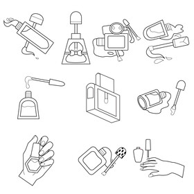 Nail polish clipart set black and white vector