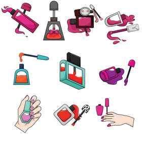 Nail polish clipart set vector
