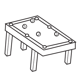 Wood pool table black and white clipart