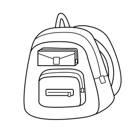 School bag backpack black and white clipart