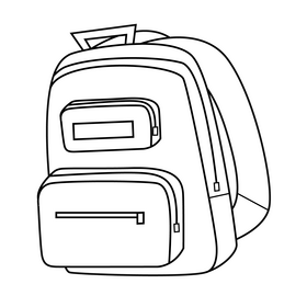 School bag illustration black and white clipart