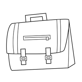 Brown school bag black and white clipart