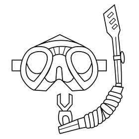 Diver snorkel black and white clipart