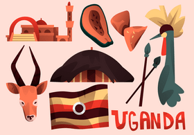 Uganda icon set vector