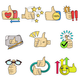 Thumbs up icons set vector