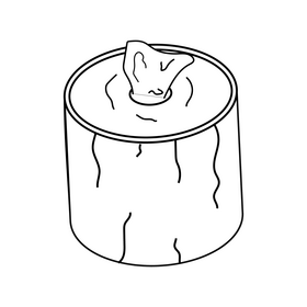 Tissue box bamboo tube black and white clipart