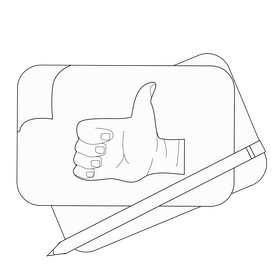 Thumbs up on paper black and white clipart