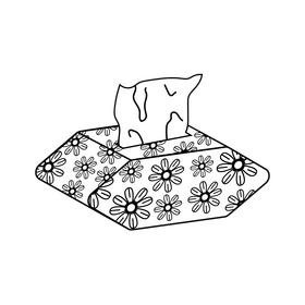 Tissue box floral black and white clipart
