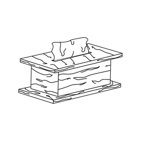 Tissue box wooden drawing black and white clipart