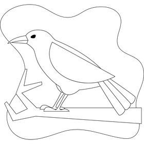 Crow bird drawing black and white clipart