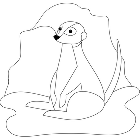 Meerkat drawing black and white clipart