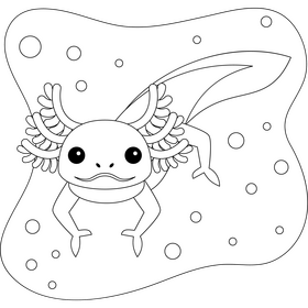 Axolotl drawing black and white clipart