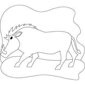 Warthog drawing black and white clipart