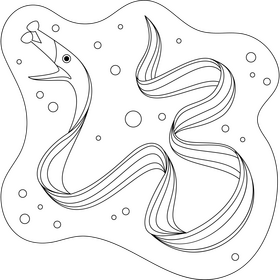 Ribbon eel drawing black and white clipart