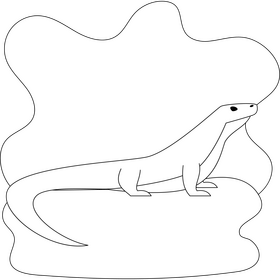 Komodo dragon drawing black and white clipart
