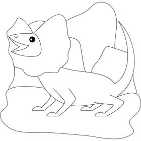 Frilled lizard drawing black and white clipart