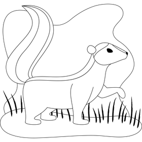 Skunk drawing black and white clipart