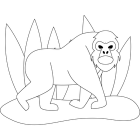 Gorilla drawing black and white clipart