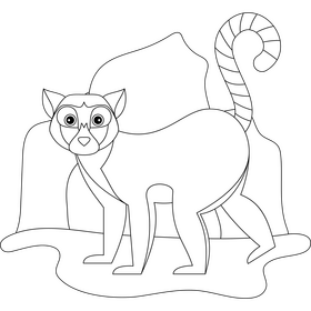 Lemur drawing black and white clipart