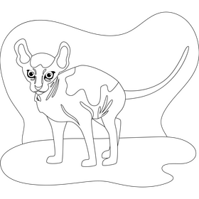 Sphynx cat drawing black and white clipart