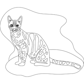 Bengal cat drawing black and white clipart
