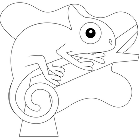 Chameleon drawing black and white clipart