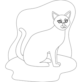 Russian blue cat drawing black and white clipart