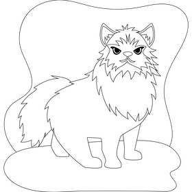 Himalayan cat drawing black and white clipart