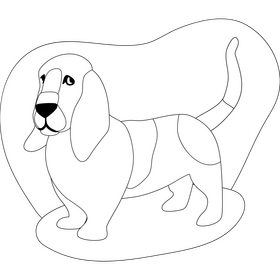 Basset hound dog drawing black and white clipart