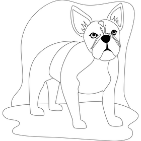 French bulldog dog drawing black and white clipart