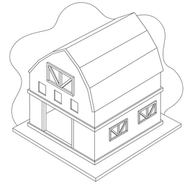 Farmhouse drawing black and white clipart