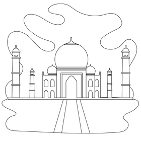 Taj mahal drawing black and white clipart