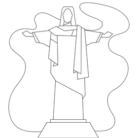 Christ the redeemer drawing black and white clipart