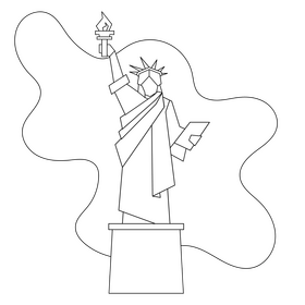 Statue of liberty drawing black and white clipart