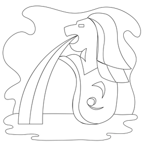Merlion drawing black and white clipart