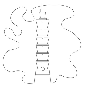 Taipei 101 drawing black and white clipart
