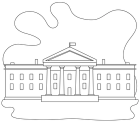 White house drawing black and white clipart
