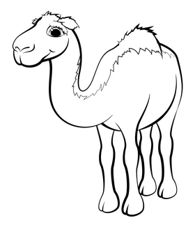 Camel cartoon black and white clipart