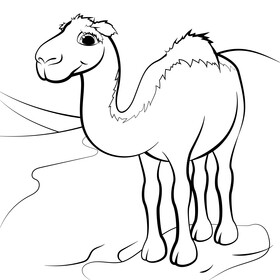 Camel cartoon black and white vector