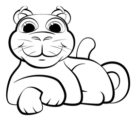 Panther cartoon black and white clipart
