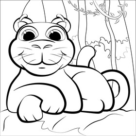 Panther cartoon black and white vector