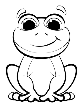 Frog cartoon black and white clipart