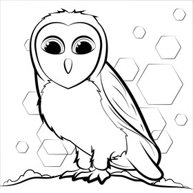 Barn owl cartoon black and white vector