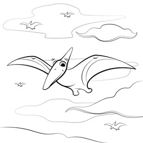 Pterodactyl cartoon black and white vector